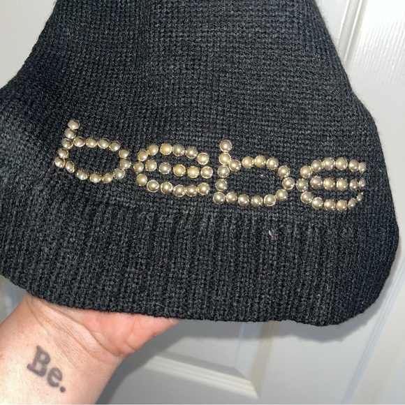Bebe gold stud black sweater Scarf vintage retro y2k - Picture 2 of 4